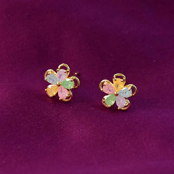 Floral Gemstone Stud Earrings NVR-0102