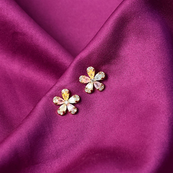 Floral Gemstone Stud Earrings NVR-0103