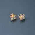Floral Gemstone Stud Earrings NVR-0103