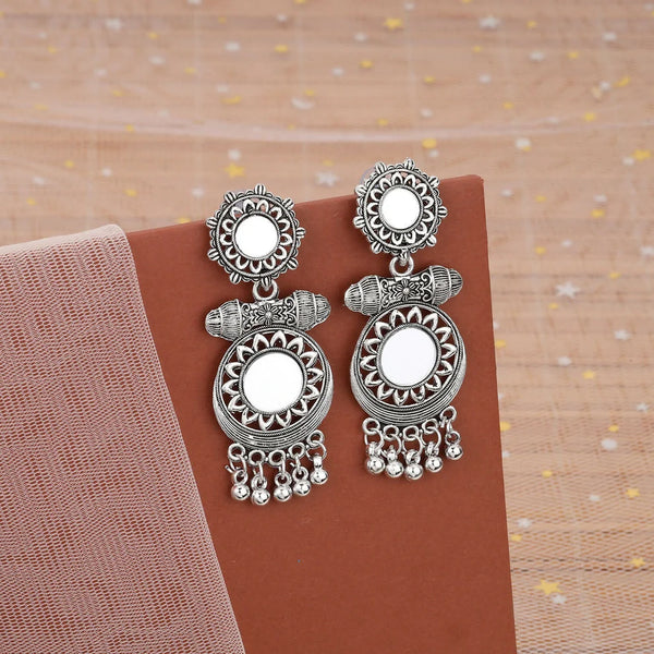 Antique Silver Mirror Earrings NVR-0105