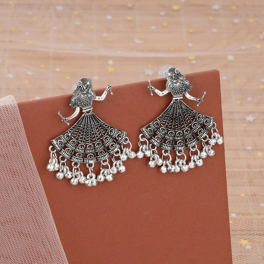 Dancer Shaped Oxidized Earrings NVR-0106