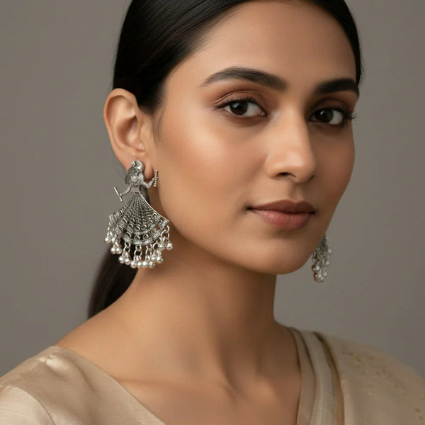 Dancer Shaped Oxidized Earrings NVR-0106