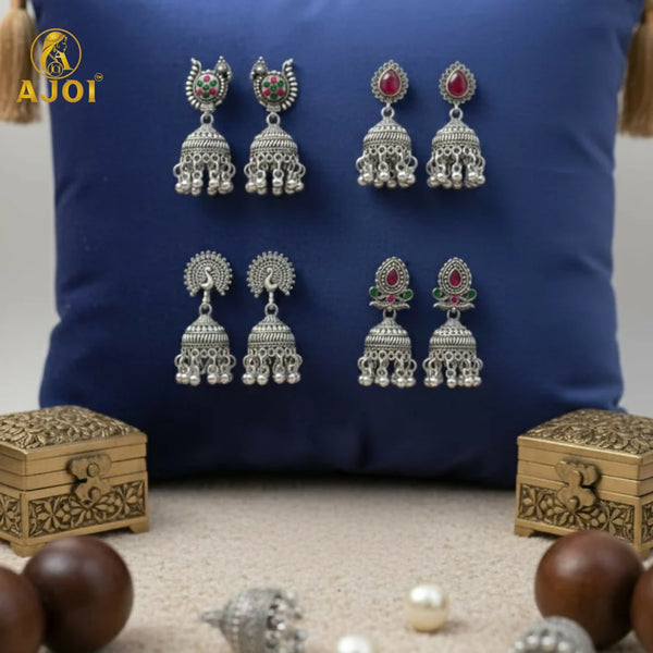 Oxidized Jhumka Earring Set NVR-0110