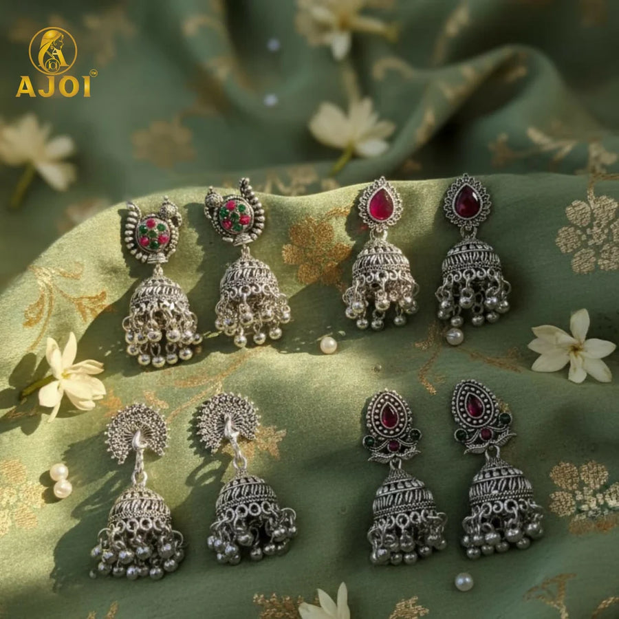 Oxidized Jhumka Earring Set NVR-0110