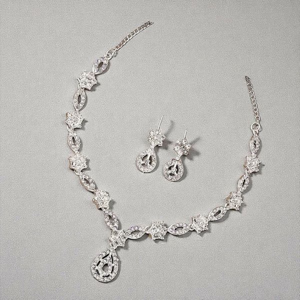 Silver Floral Jewelry Set NVR-0111