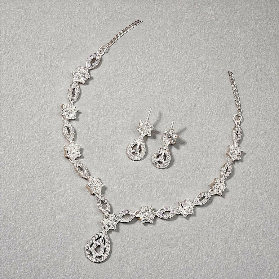 Silver Floral Jewelry Set NVR-0111