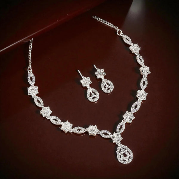 Silver Floral Jewelry Set NVR-0111
