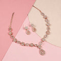 Rose Gold Crystal Necklace Set NVR-0114