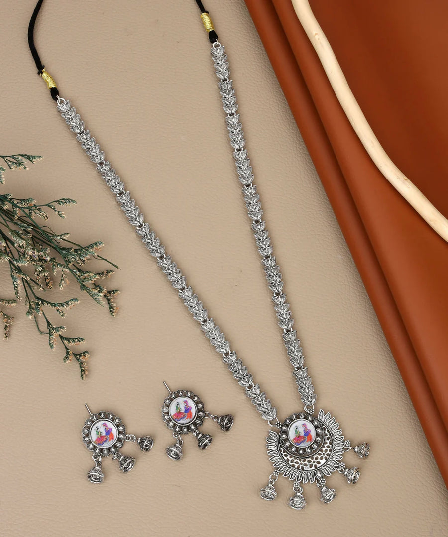 Oxidized Silver Necklace Set NVR-0115