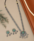 Peacock Motif Silver Necklace Set NVR-0116
