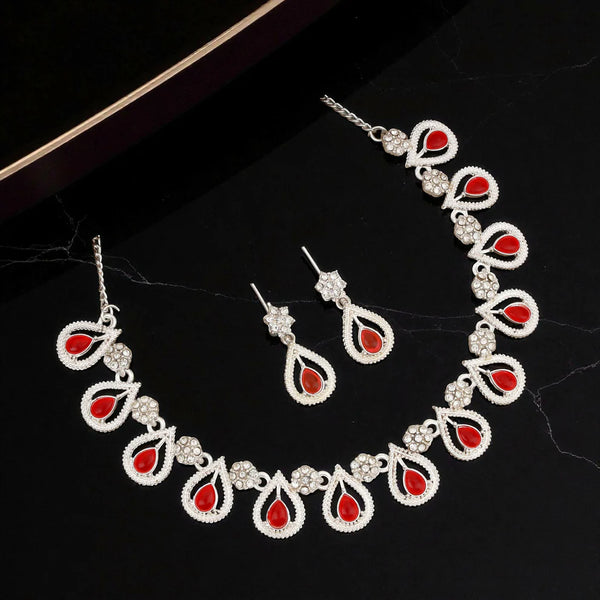 Red Stone Necklace Set NVR-0119