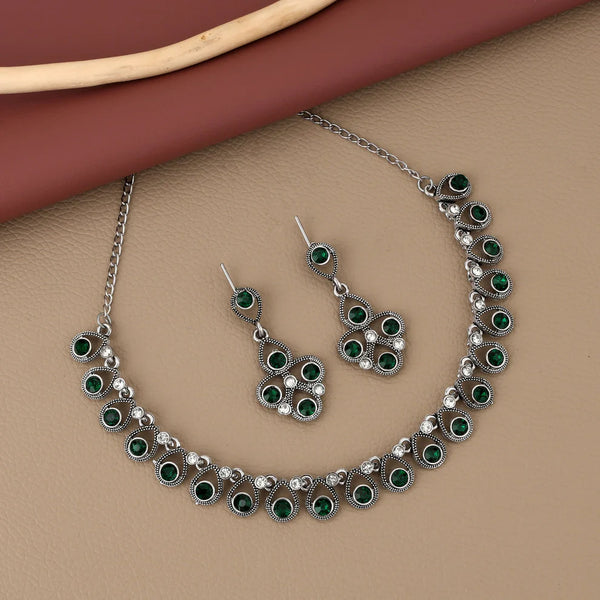 Green Stone Necklace Set NVR-0127