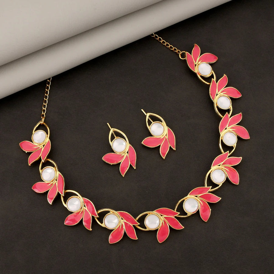 Floral Pearl Necklace Set NVR-0130