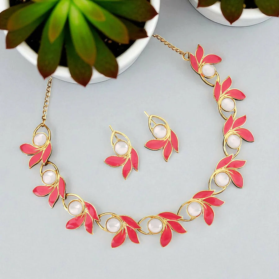 Floral Pearl Necklace Set NVR-0130