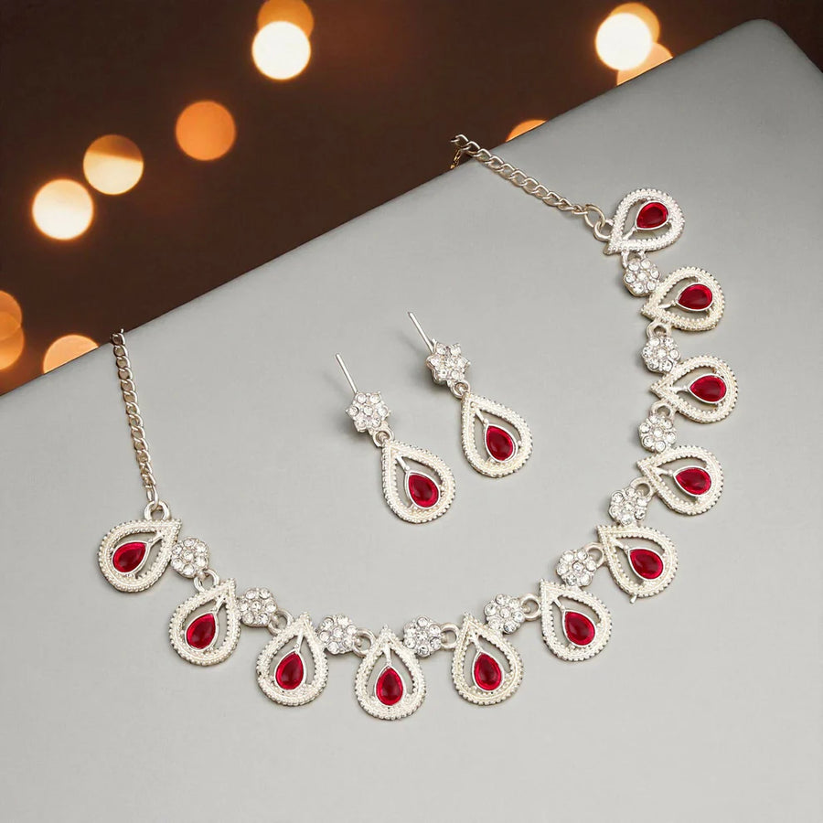 Elegant Silver Necklace & Earring Set NVR-0134