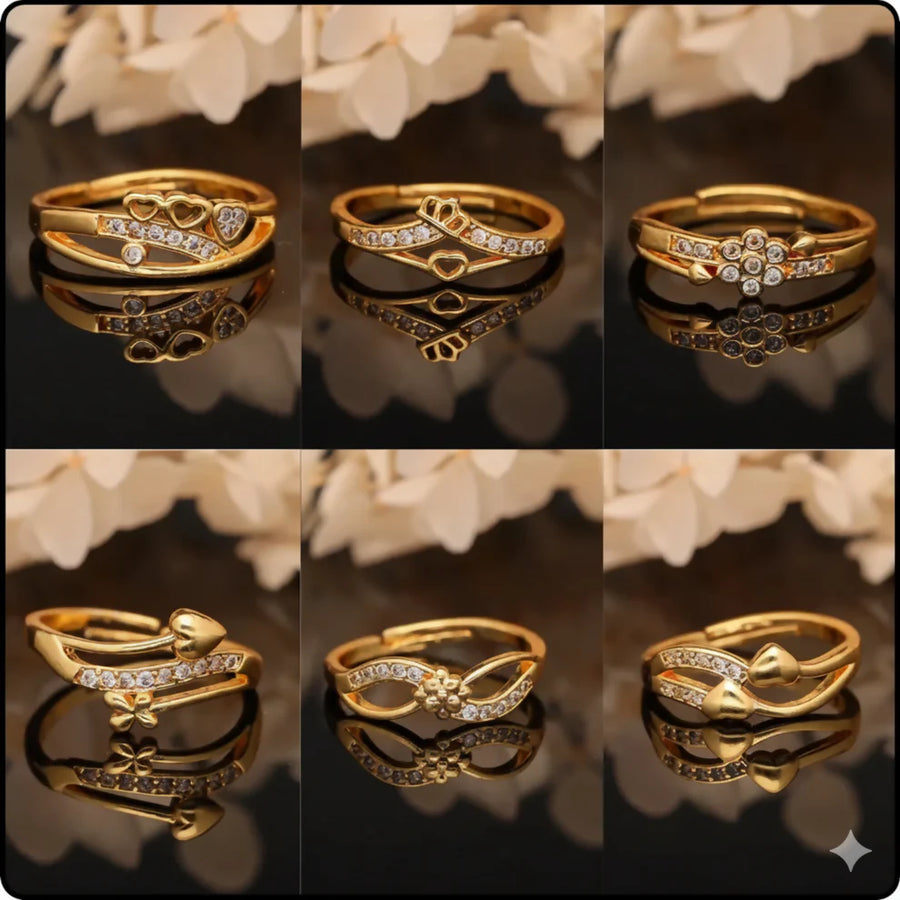Gold-Plated Adjustable Rings Set NVR-0136