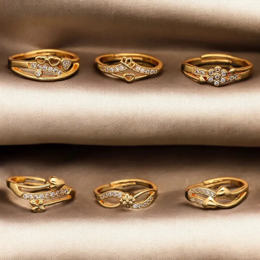 Gold-Plated Adjustable Rings Set NVR-0136