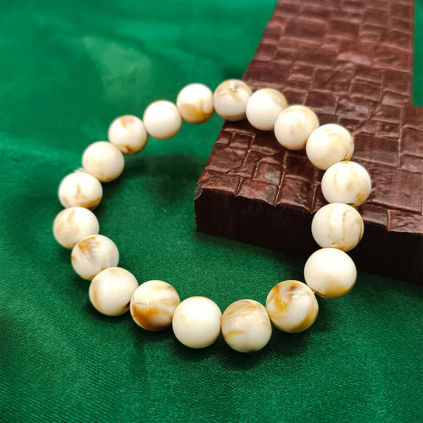 White Agate Bead Bracelet NVR-0142