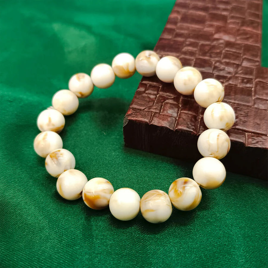 White Agate Bead Bracelet NVR-0142