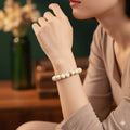 White Agate Bead Bracelet NVR-0142