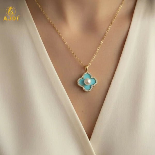 Elegant Pearl Floral Pendant Necklace NVR-0160