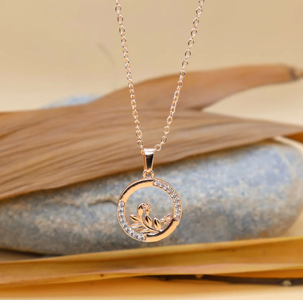 Rose Gold Swan Pendant Necklace NVR-0166