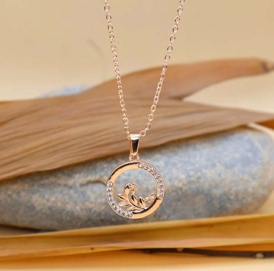 Rose Gold Swan Pendant Necklace NVR-0166