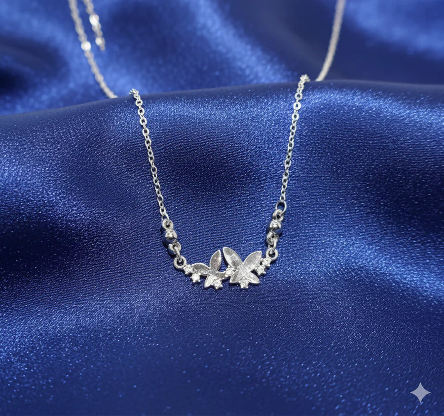 Silver Butterfly Pendant Necklace NVR-0168