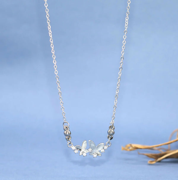 Silver Butterfly Pendant Necklace NVR-0168