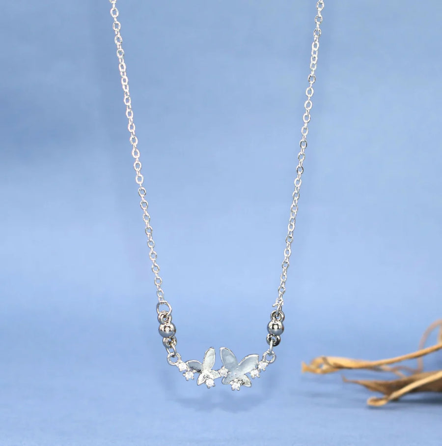 Silver Butterfly Pendant Necklace NVR-0168