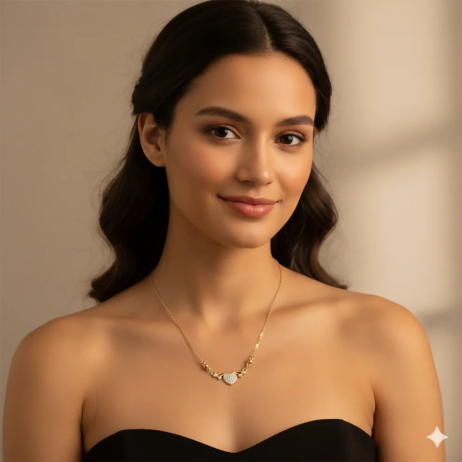 Gold Heart Pendant Necklace NVR-0172