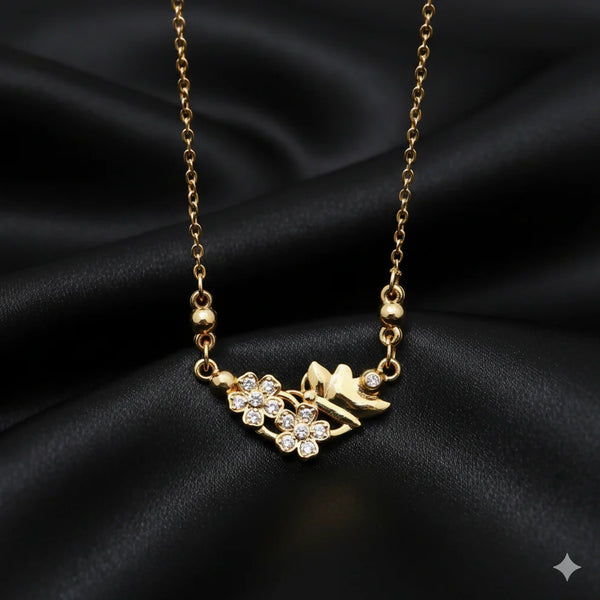 Floral Gold Pendant Necklace NVR-0173