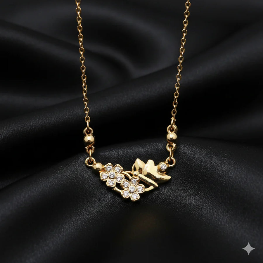 Floral Gold Pendant Necklace NVR-0173