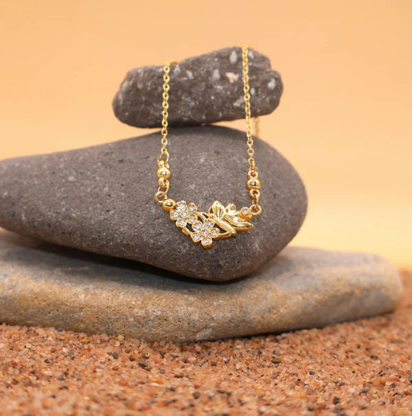 Floral Gold Pendant Necklace NVR-0173