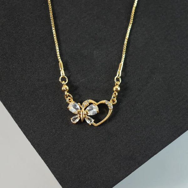 Butterfly Heart Gold Necklace NVR-0178