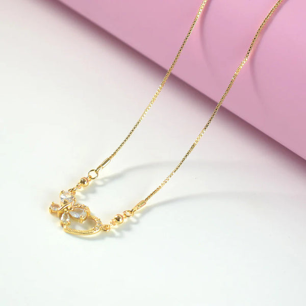 Butterfly Heart Gold Necklace NVR-0178