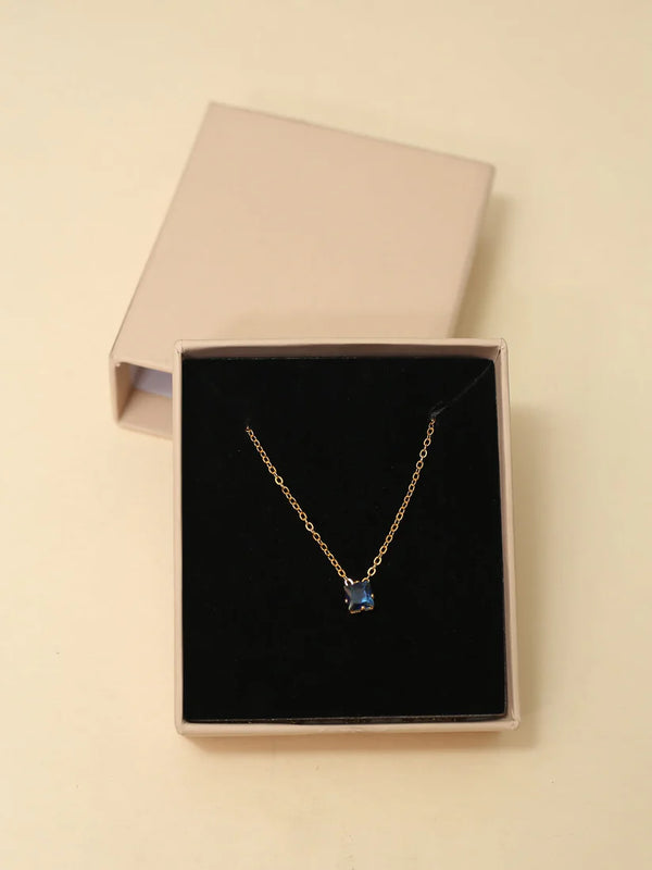 Elegant Blue Stone Pendant Necklace NVR-0257