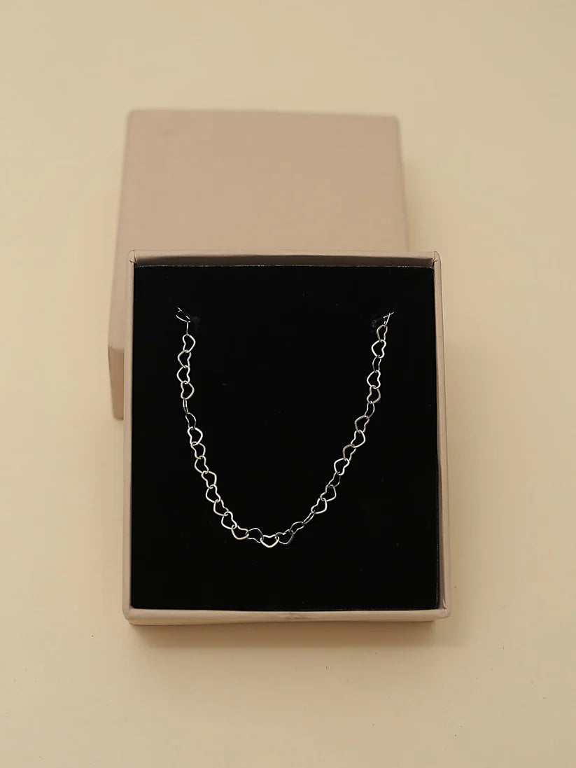 Elegant Silver Heart Chain Necklace NVR-0266