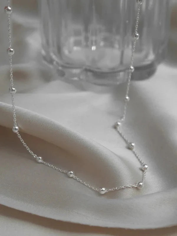 Elegant Silver Bead Necklace NVR-0268
