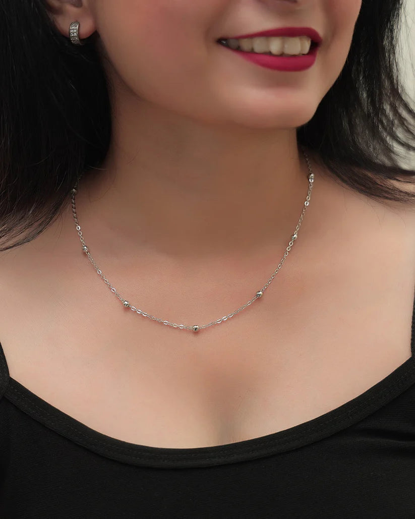 Elegant Silver Bead Necklace NVR-0268