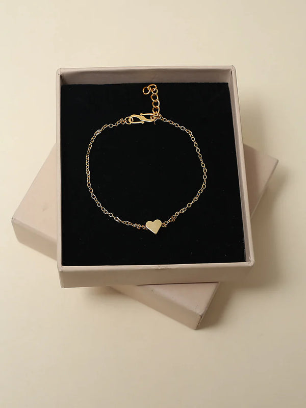 Gold Heart Charm Bracelet NVR-0293
