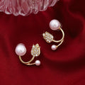Pearl & Crystal Gold-Plated Earrings NVR-0365