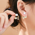 Pearl & Crystal Gold-Plated Earrings NVR-0365