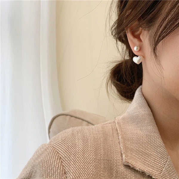 Pearl Heart Drop Earrings NVR-0368
