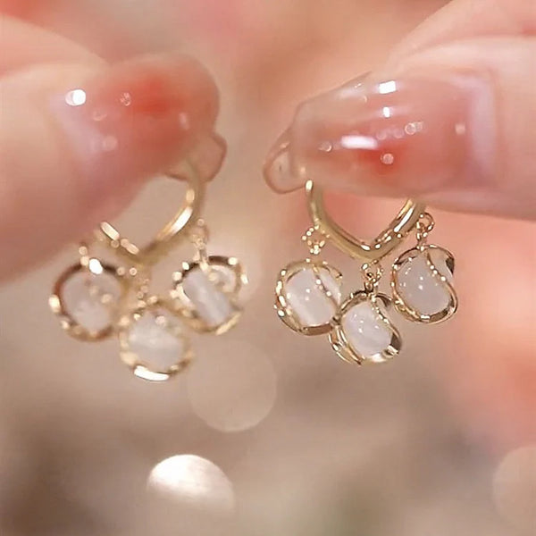 Crystal Drop Hoop Earrings NVR-0373