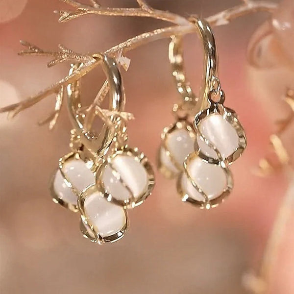 Crystal Drop Hoop Earrings NVR-0373