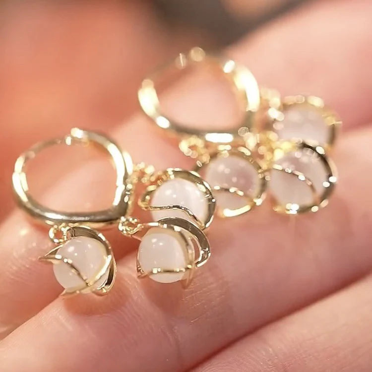 Crystal Drop Hoop Earrings NVR-0373