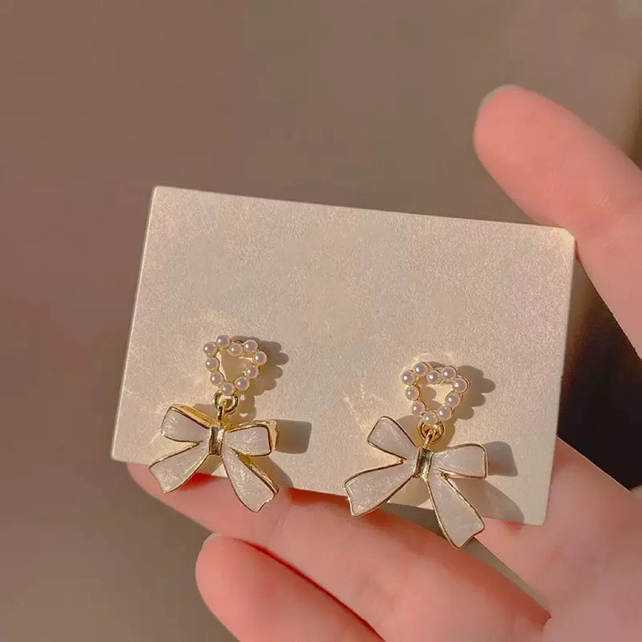 Pearl Bow Earrings NVR-0378