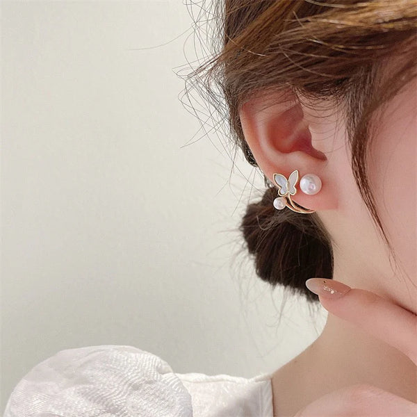 Butterfly Pearl Earrings NVR-0383