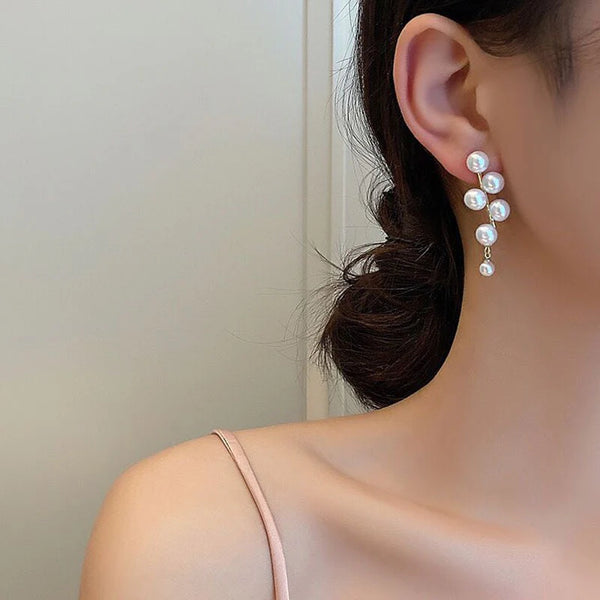 Elegant Pearl Drop Earrings NVR-0385
